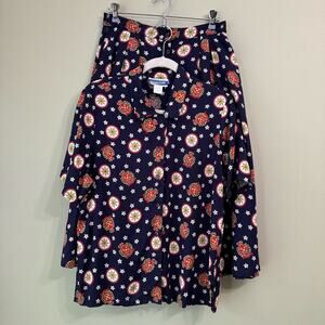 VTG Pendleton Button Up Blouse Skirt Set 10/12 Blue Red Nautical Stars Patriotic